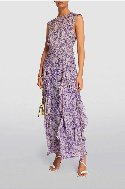 Rose – V-Ausschnitt Chiffonkleid mit schulterfreiem Design