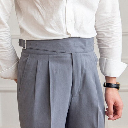 Herren High-Waist Maßgeschneiderte Anzughose mit Bundversteller – Eleganter Business & Freizeitstil