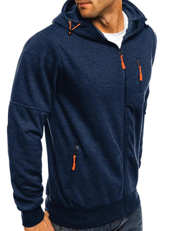 Herren Kapuzenjacke Sportlich Freizeit – Bequemer Hoodie mit Reißverschluss und Taschen