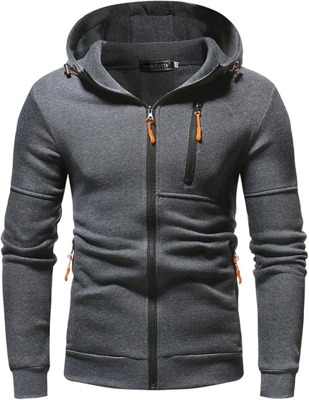 Herren Kapuzenjacke Sportlich Freizeit – Bequemer Hoodie mit Reißverschluss und Taschen