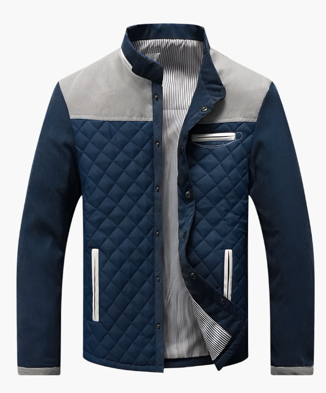 Herren Steppjacke im Patchwork-Design – Eleganter Alltagsstil für Frühling & Herbst