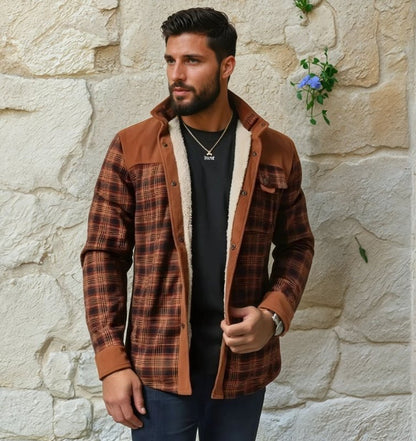 Herren Outdoor Flanelljacke im Holzfäller-Stil mit Fleece – Freizeit- und Arbeitsjacke
