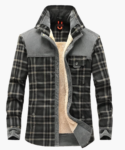 Herren Outdoor Flanelljacke im Holzfäller-Stil mit Fleece – Freizeit- und Arbeitsjacke