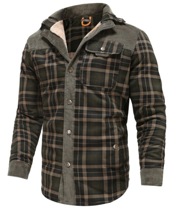 Herren Outdoor Flanelljacke im Holzfäller-Stil mit Fleece – Freizeit- und Arbeitsjacke