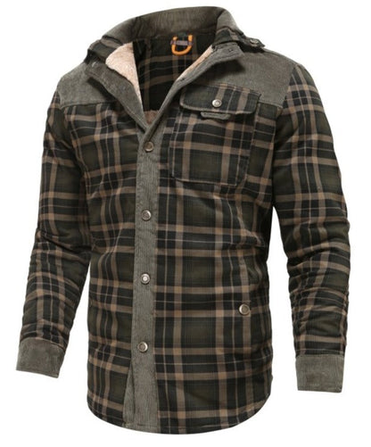 Herren Outdoor Flanelljacke im Holzfäller-Stil mit Fleece – Freizeit- und Arbeitsjacke