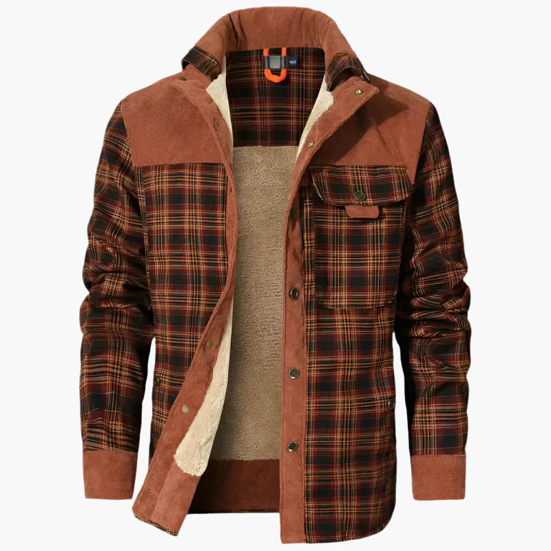 Herren Outdoor Flanelljacke im Holzfäller-Stil mit Fleece – Freizeit- und Arbeitsjacke
