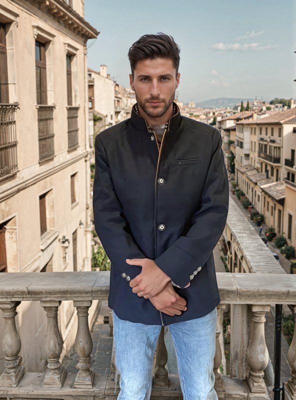 Herren Klassischer Slim Fit Mantel mit Abnehmbarem Kragen – Eleganter Business & Freizeit Übermantel