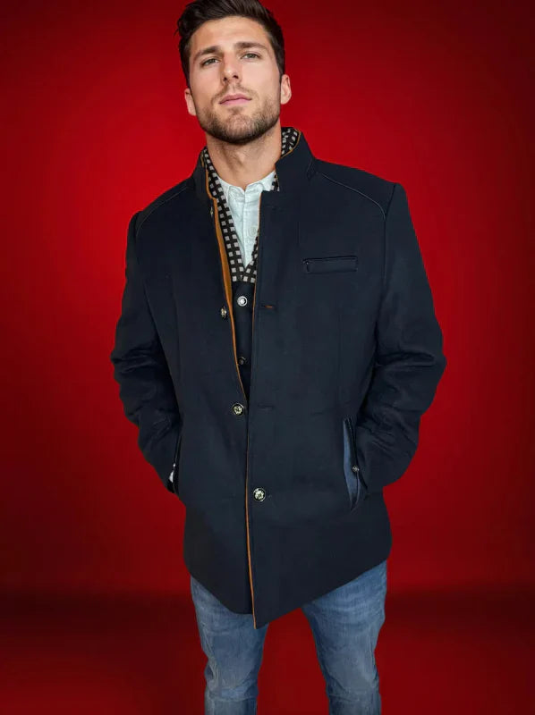 Herren Klassischer Slim Fit Mantel mit Abnehmbarem Kragen – Eleganter Business & Freizeit Übermantel