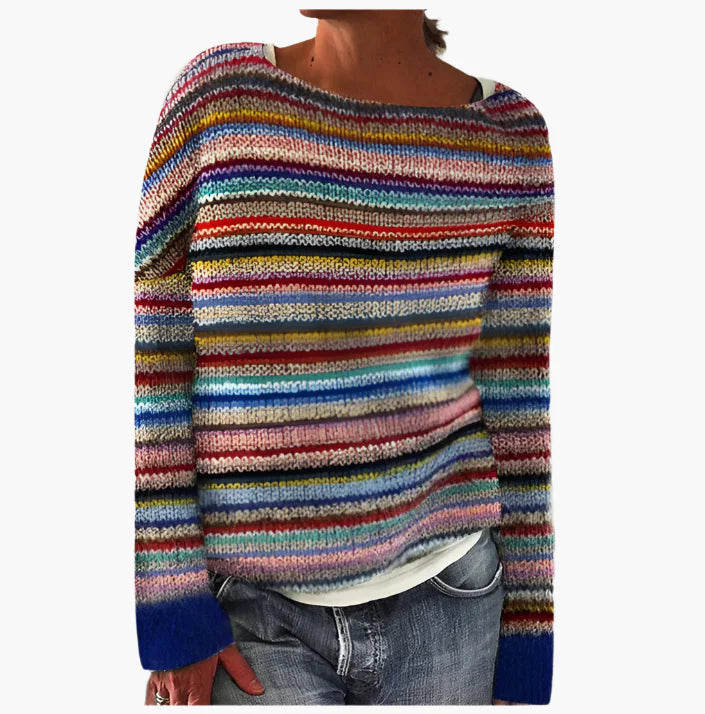 Damen Retro Pullover mit Rundhalsausschnitt – Bequemer Strickpullover im Vintage-Stil für Herbst & Alltag