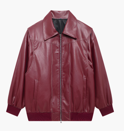 Damen Oversized Kunstleder Bomberjacke Streetstyle Übergangsjacke Trendige Freizeitmode