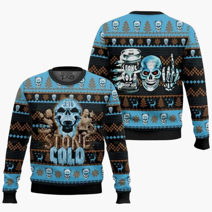 Herren Stone Cold Ugly Christmas Sweater – Lustiger Wrestling-Fan Pullover für Weihnachten