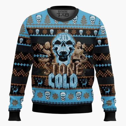 Herren Stone Cold Ugly Christmas Sweater – Lustiger Wrestling-Fan Pullover für Weihnachten