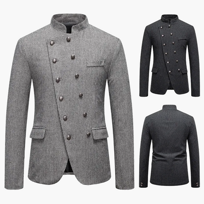 Herren Modernes Stehkragen Sakko mit Doppelreiher – Eleganter Business & Freizeit Blazer