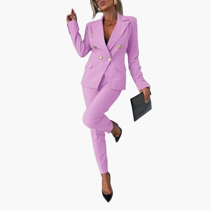 Damen Business Anzug mit Doppelreihigem Blazer – Eleganter Hosenanzug für Büro & Events