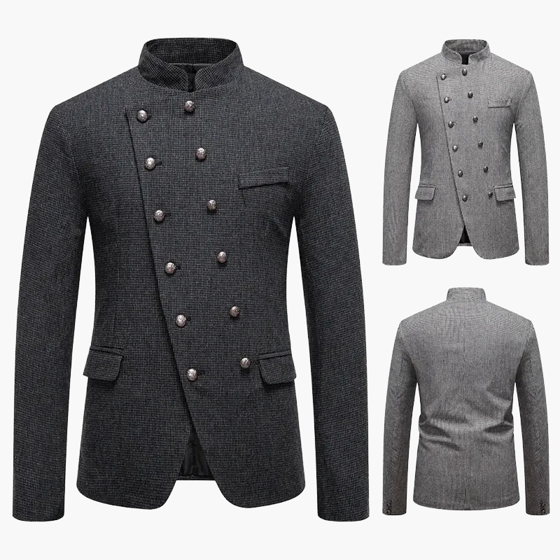 Herren Modernes Stehkragen Sakko mit Doppelreiher – Eleganter Business & Freizeit Blazer
