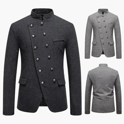Herren Modernes Stehkragen Sakko mit Doppelreiher – Eleganter Business & Freizeit Blazer