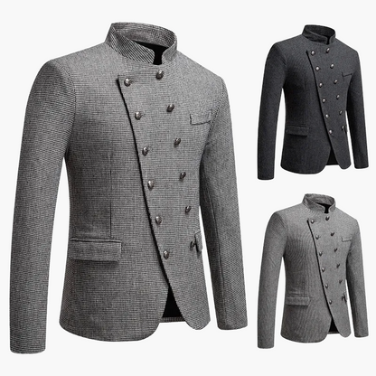 Herren Modernes Stehkragen Sakko mit Doppelreiher – Eleganter Business & Freizeit Blazer