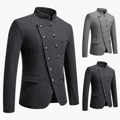 Herren Modernes Stehkragen Sakko mit Doppelreiher – Eleganter Business & Freizeit Blazer