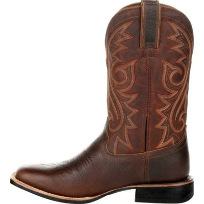 Herren Cowboy Westernstiefel – Klassische Kunstleder-Boots für Alltag & Country-Style