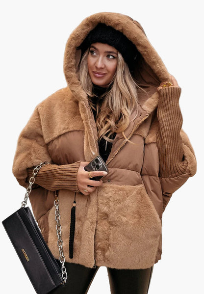 Damen Winterjacke mit Kapuze – Modische Teddy-Steppjacke für Outdoor und Alltag