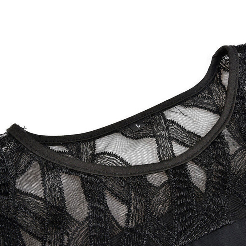 Damen Midikleid Elegant mit Spitze und Rundhalsausschnitt – Stilvolles Abendkleid für festliche Anlässe und Alltag in Übergröße