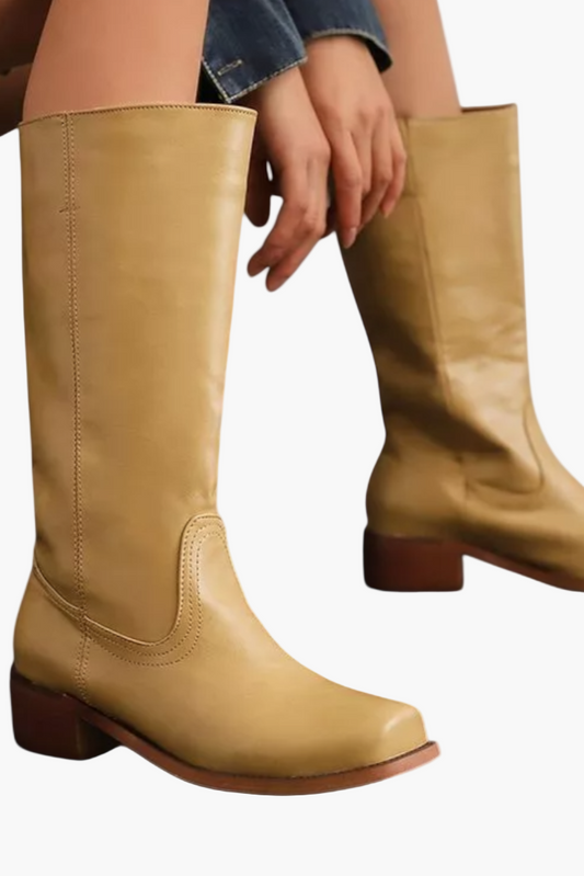 Damen Klassische Stiefel mit Blockabsatz – Modische Alltags- und Freizeitstiefel