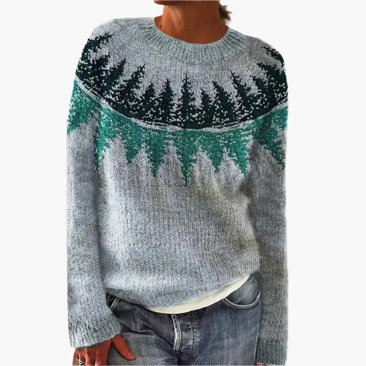 Damen Retro Pullover mit Rundhalsausschnitt – Bequemer Strickpullover im Vintage-Stil für Herbst & Alltag