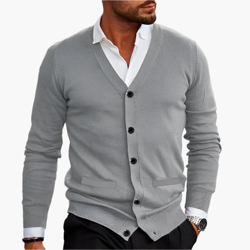 Herren Cardigan Klassisch Elegant – Business & Freizeit Strickjacke mit V-Ausschnitt
