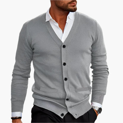 Herren Cardigan Klassisch Elegant – Business & Freizeit Strickjacke mit V-Ausschnitt