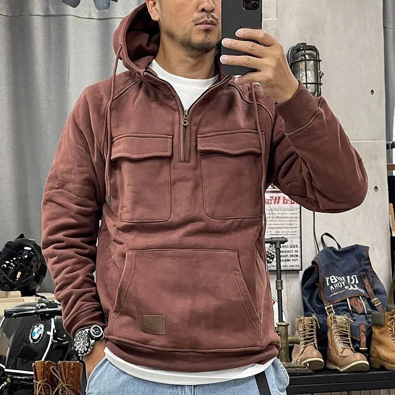 Herren Winter Hoodie mit Zipper – Militärischer Stil, Komfort für Outdoor & Alltag