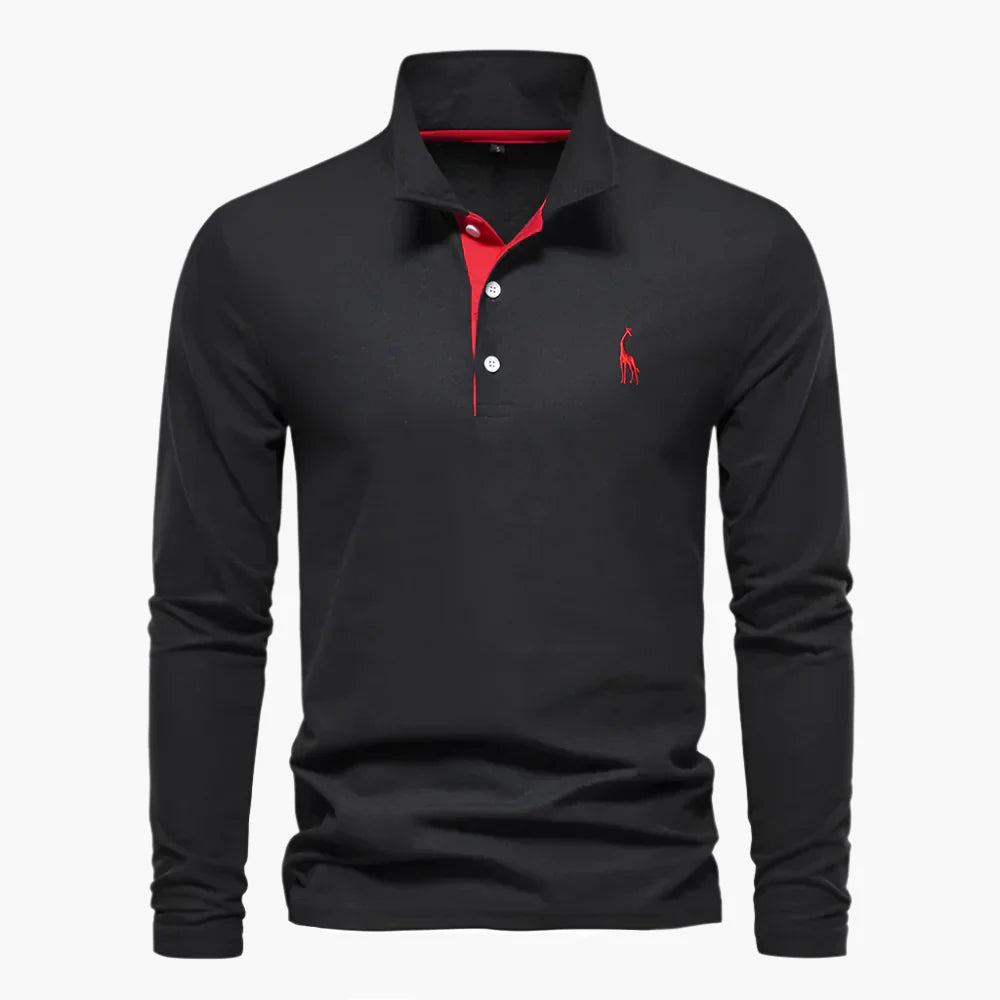 Herren Langarm Polo – Klassisches Poloshirt mit Stickerei, Elegant für Freizeit und Business