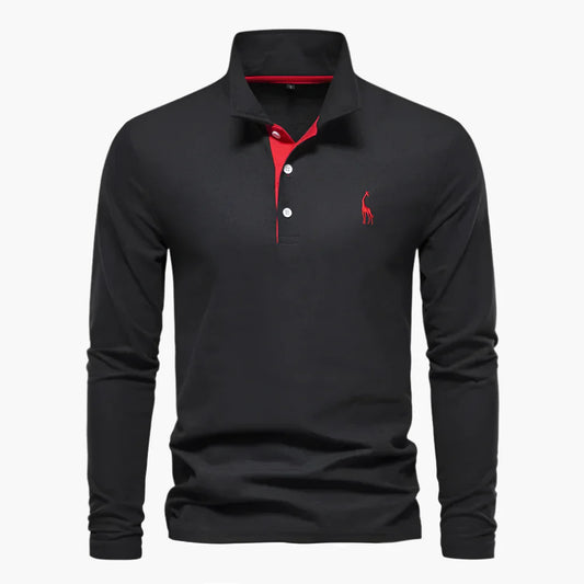 Herren Langarm Polo – Klassisches Poloshirt mit Stickerei, Elegant für Freizeit und Business